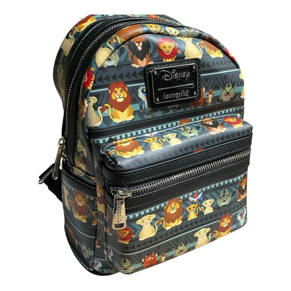 Disney Loungefly Backpack Black Lion King Chibi Mufasa Simba Tribal Safari READ